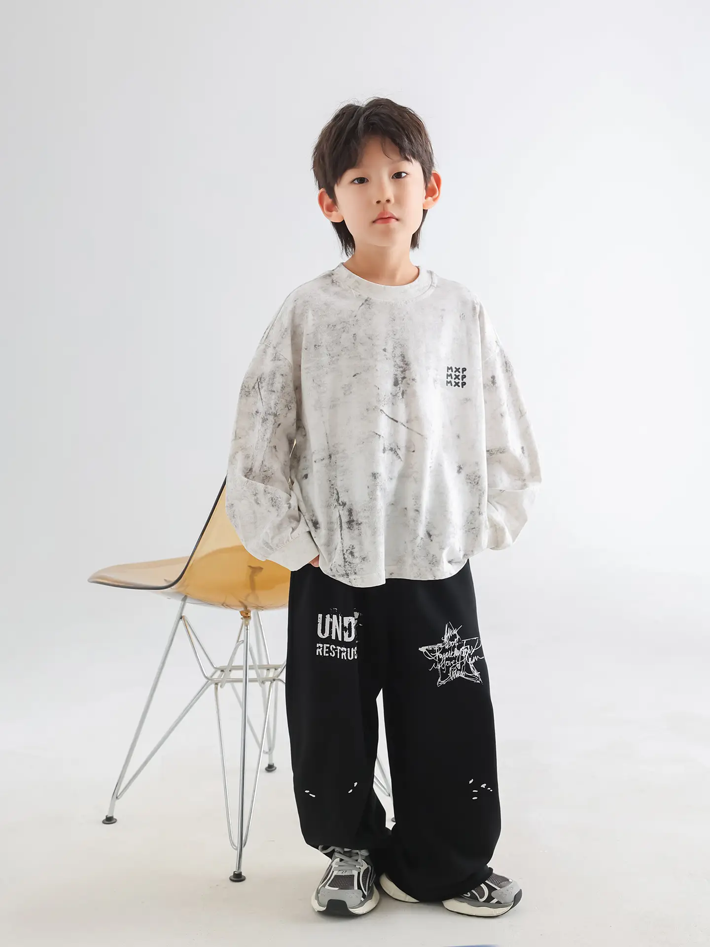 Boys Spring T-Shirt Loose Pullover Drop Shoulder Trendy Top — feature 17