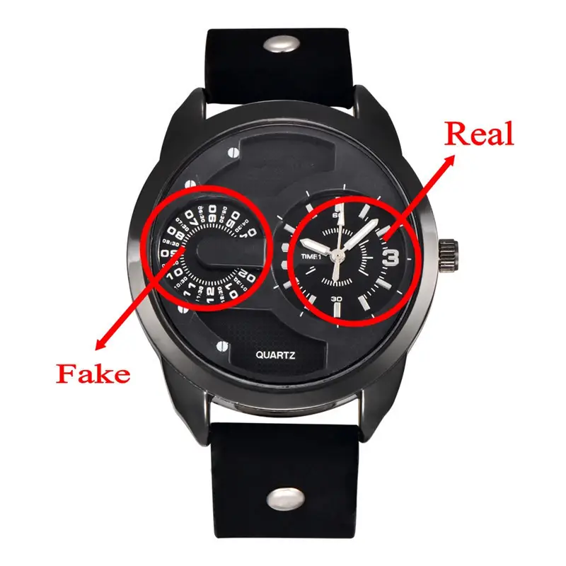 Men's Black Quartz Watch with Green Strap — feature 21