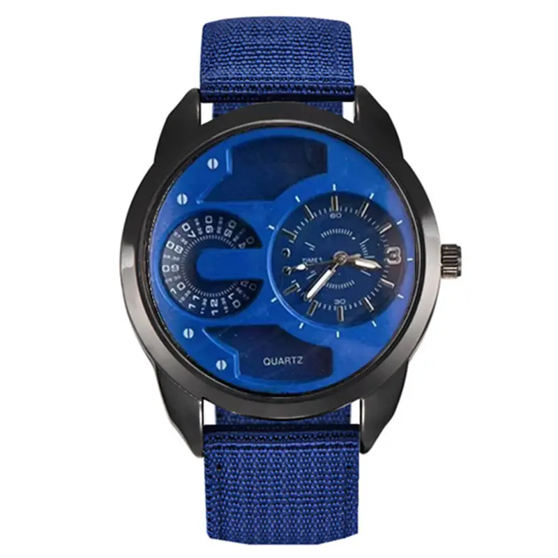 Men's Black Quartz Watch with Green Strap - Image 10