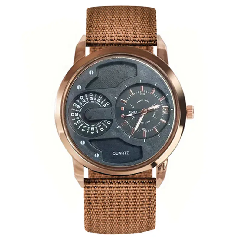 Men's Black Quartz Watch with Green Strap - Image 16