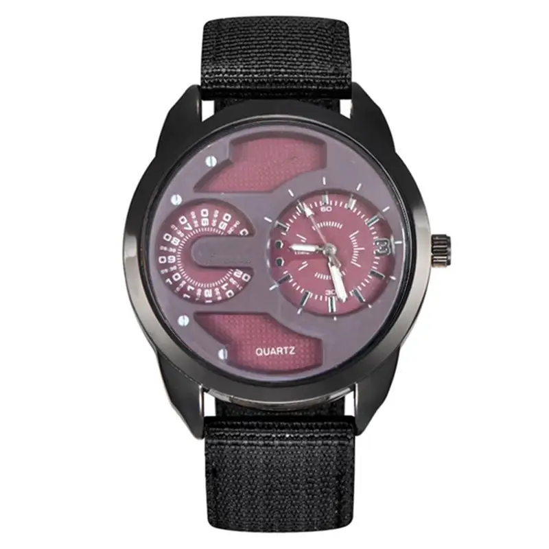 Men's Black Quartz Watch with Green Strap - Image 4