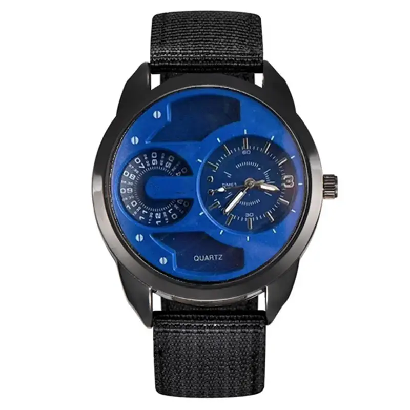 Men's Black Quartz Watch with Green Strap - Image 5