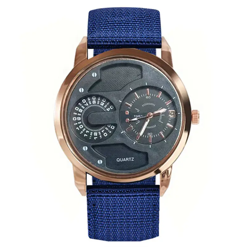 Men's Black Quartz Watch with Green Strap - Image 6