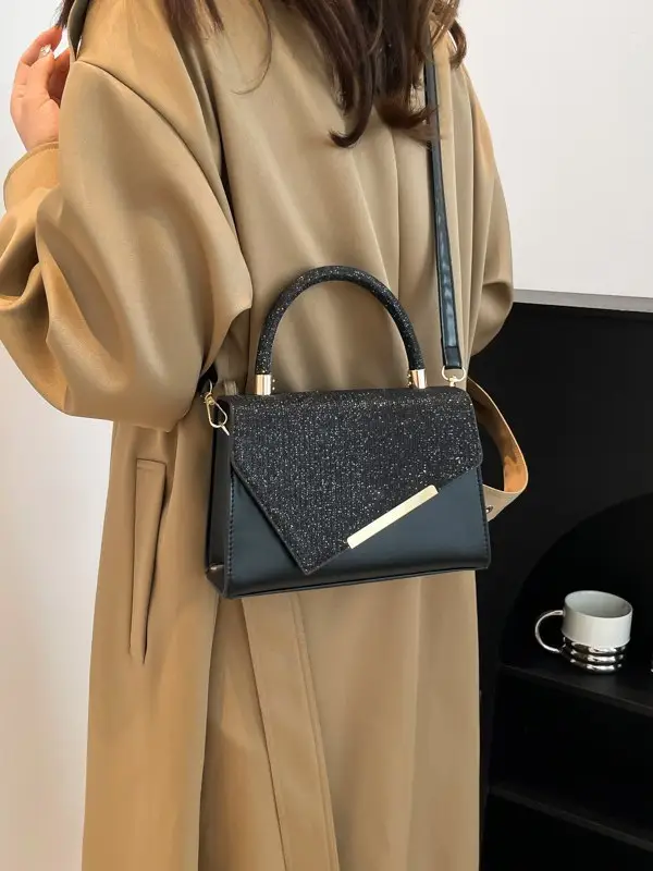 2026 Trendy Black Textured Shoulder Crossbody Bag - Image 5
