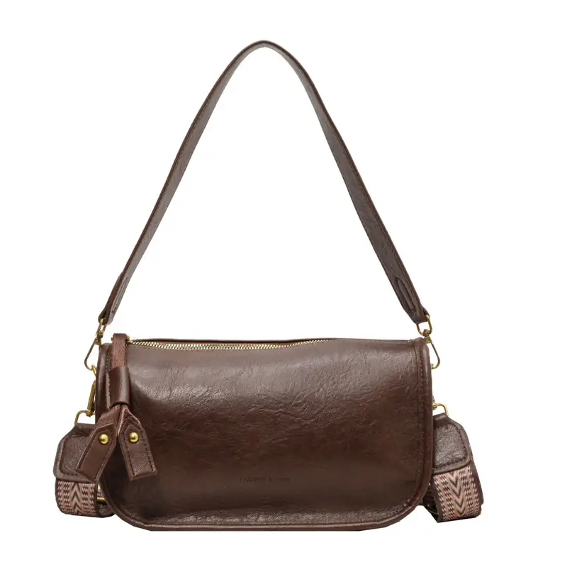 2026 Retro Boston Bag Brown Leather Square Shoulder Crossbody - Image 8