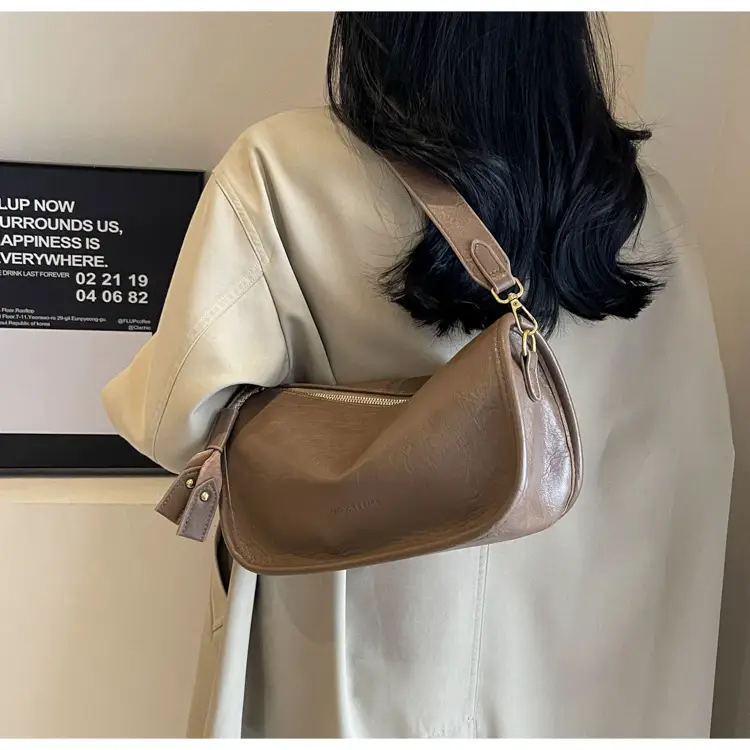 2026 Retro Boston Bag Brown Leather Square Shoulder Crossbody — feature 12