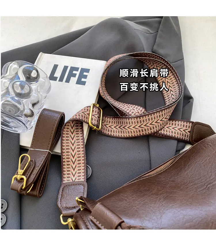 2026 Retro Boston Bag Brown Leather Square Shoulder Crossbody — feature 13