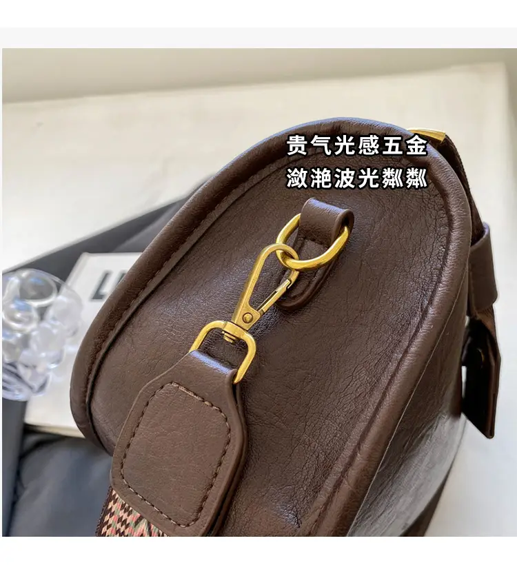 2026 Retro Boston Bag Brown Leather Square Shoulder Crossbody — feature 14