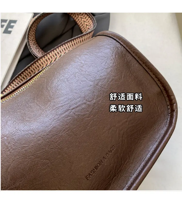 2026 Retro Boston Bag Brown Leather Square Shoulder Crossbody — feature 16