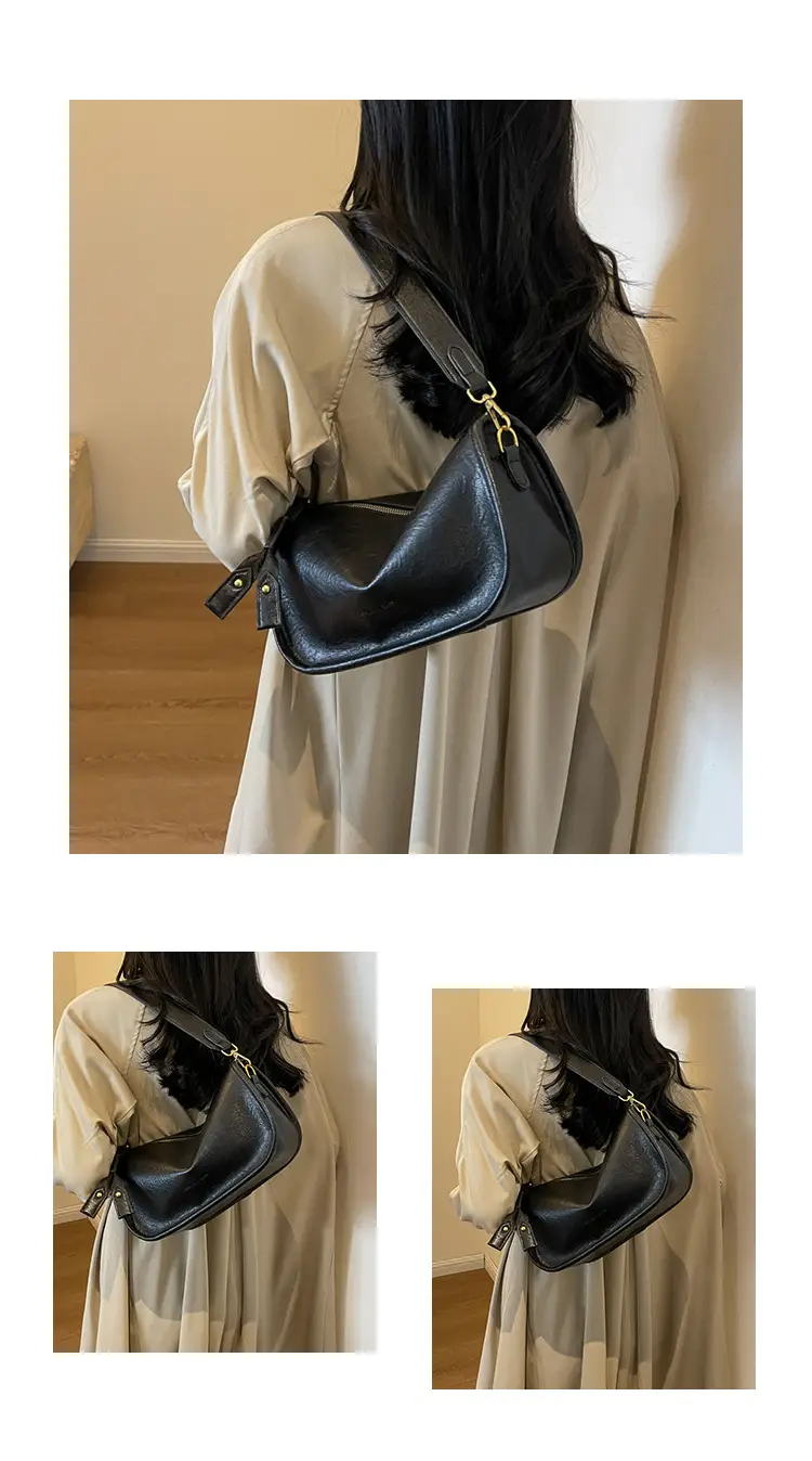 2026 Retro Boston Bag Brown Leather Square Shoulder Crossbody — feature 4
