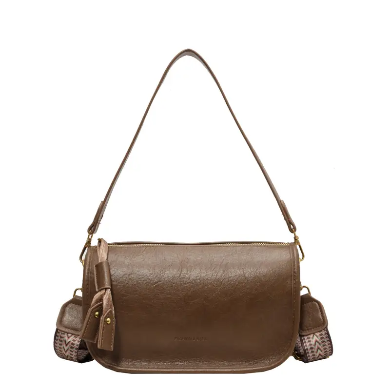 2026 Retro Boston Bag Brown Leather Square Shoulder Crossbody - Image 2
