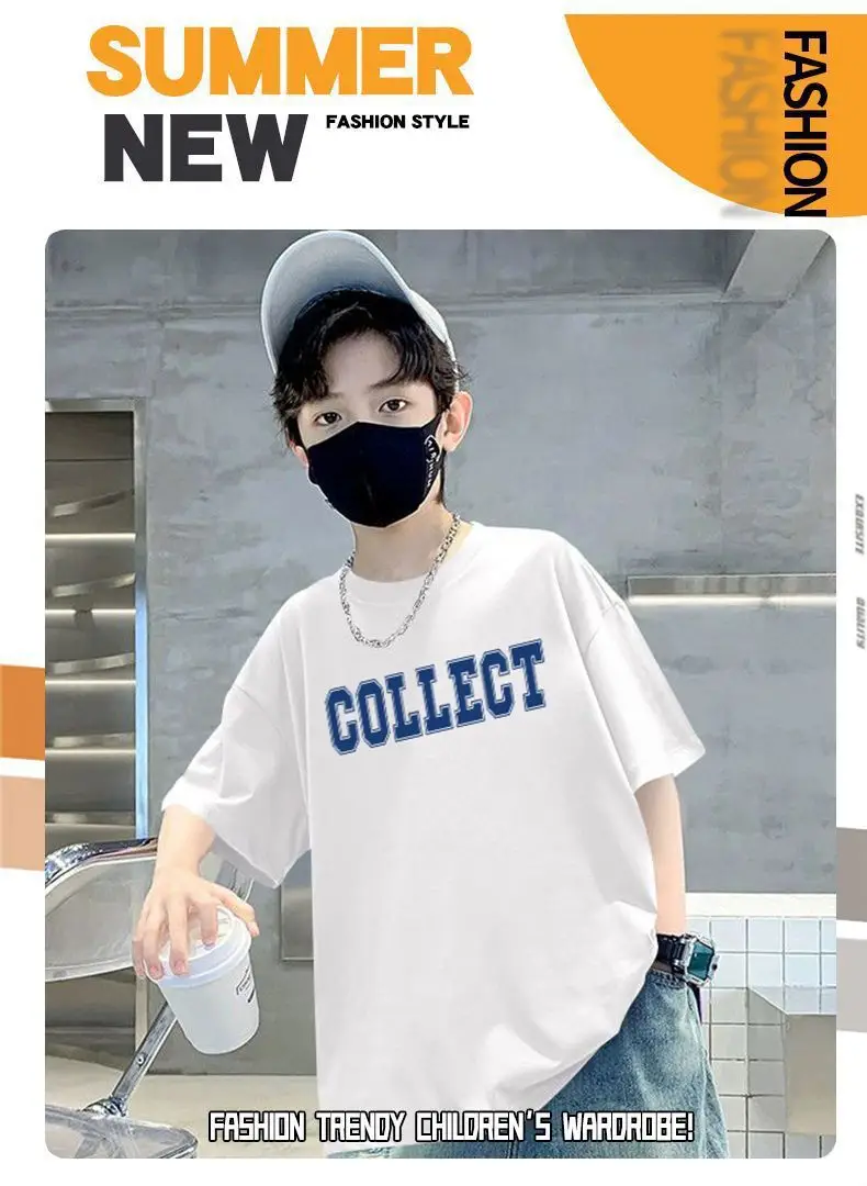 Pink 27 Design Cotton T-Shirt for Boys Summer Wear — feature 1