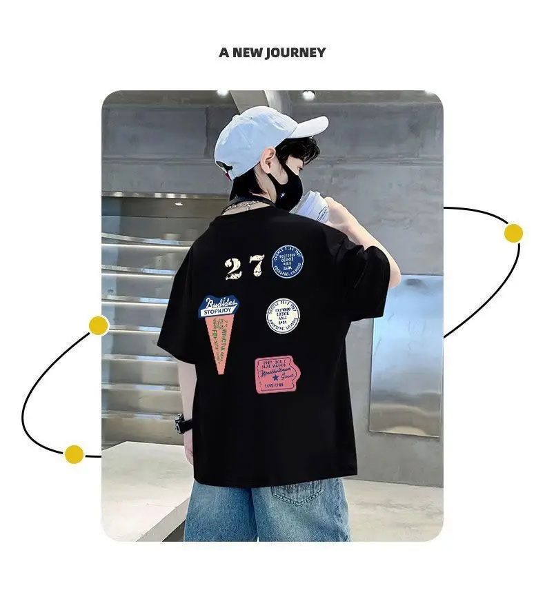 Pink 27 Design Cotton T-Shirt for Boys Summer Wear — feature 13