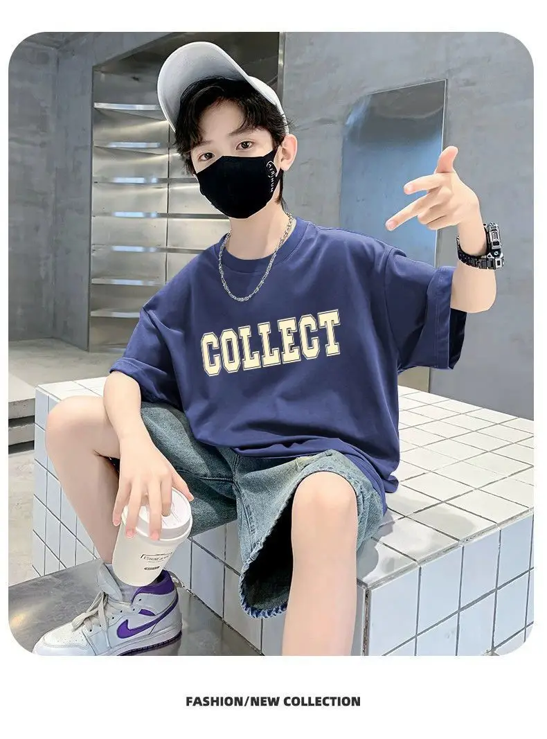 Pink 27 Design Cotton T-Shirt for Boys Summer Wear — feature 15