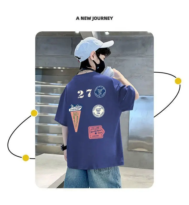 Pink 27 Design Cotton T-Shirt for Boys Summer Wear — feature 18