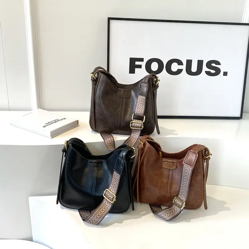 Women Crossbody Bag Brown Leather Textured 2026 Fashion - Image 5