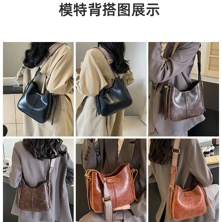 Women Crossbody Bag Brown Leather Textured 2026 Fashion - Image 6