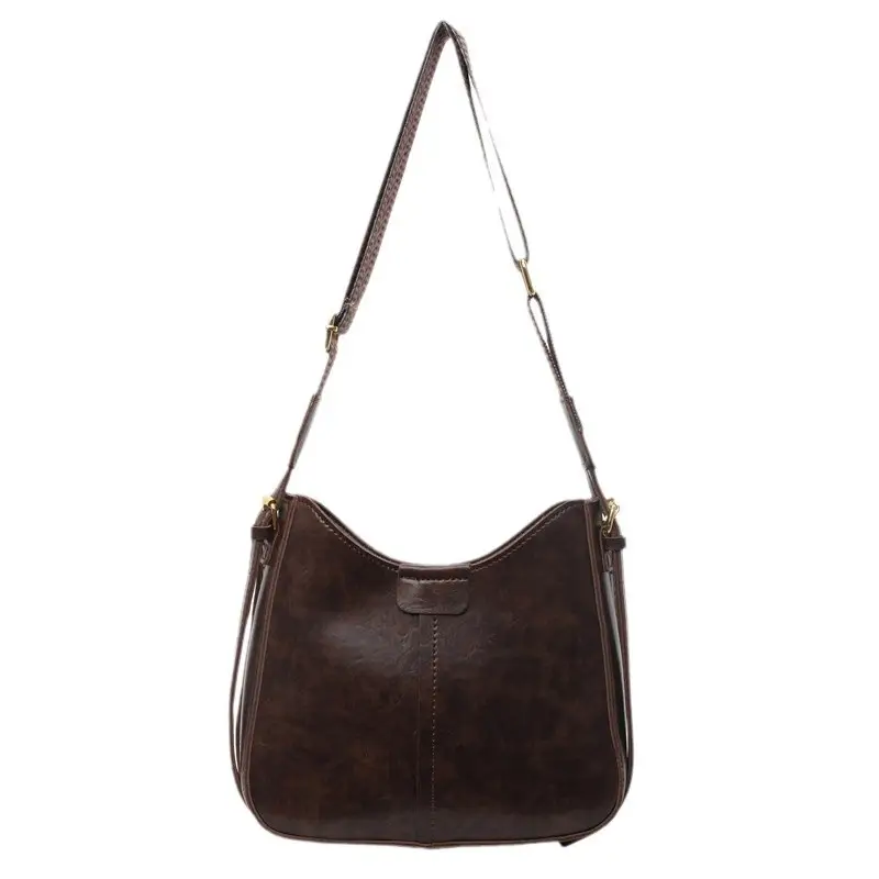 Women Crossbody Bag Brown Leather Textured 2026 Fashion - Image 8