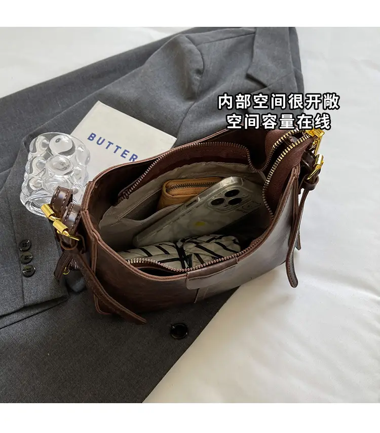 Women Crossbody Bag Brown Leather Textured 2026 Fashion — feature 17