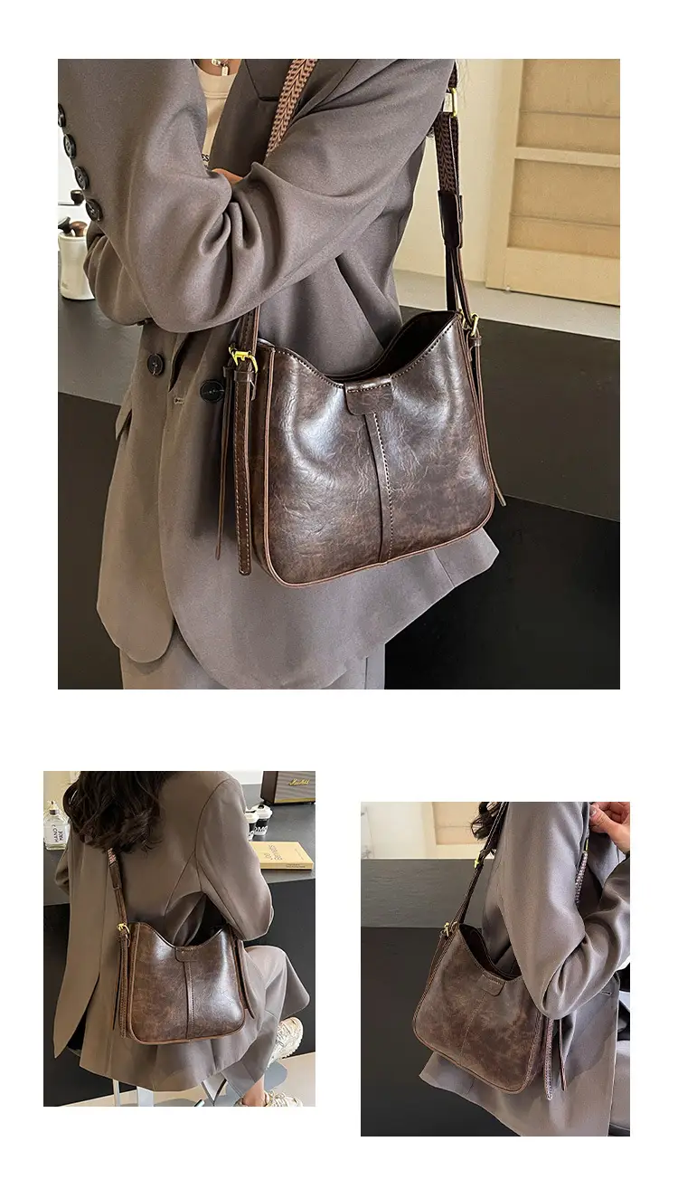 Women Crossbody Bag Brown Leather Textured 2026 Fashion — feature 3