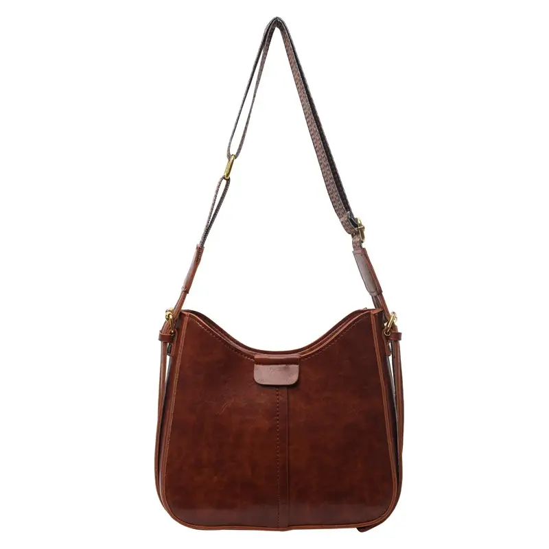 Women Crossbody Bag Brown Leather Textured 2026 Fashion - Image 3