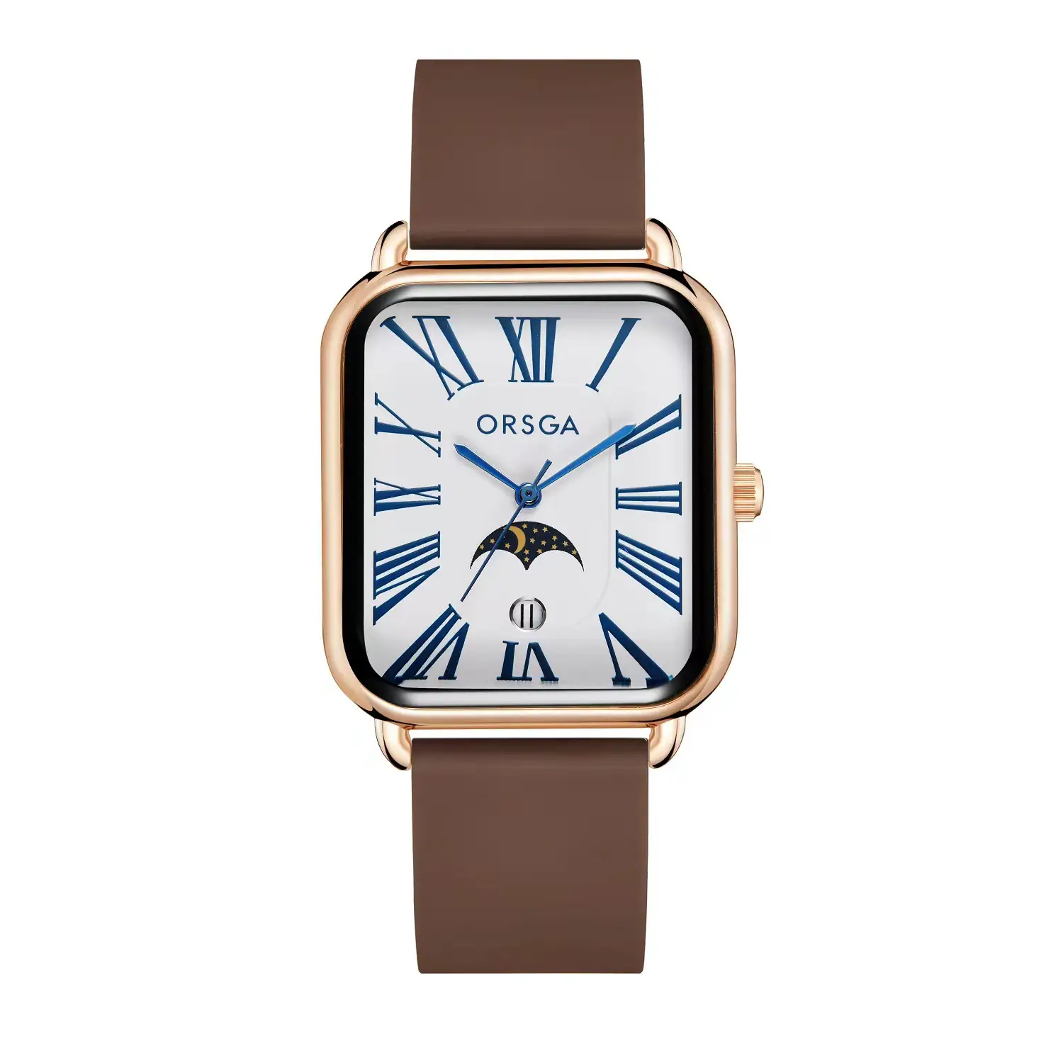 ORSGA Women's Square Roman Numeral Quartz Watch Brown Strap - Image 11