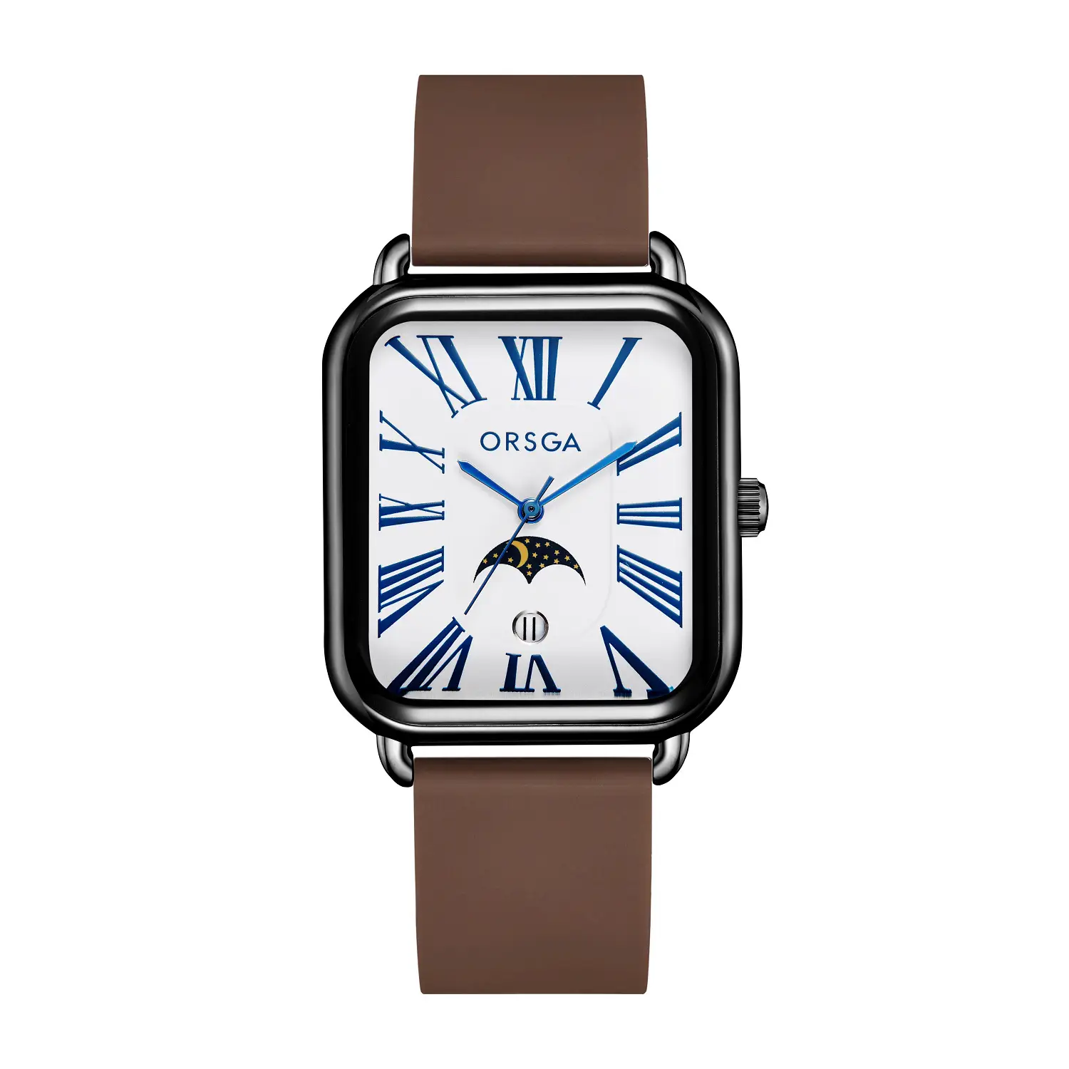 ORSGA Women's Square Roman Numeral Quartz Watch Brown Strap - Image 15