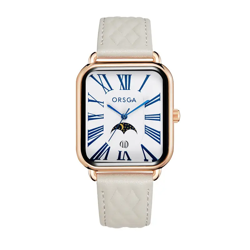ORSGA Women's Square Roman Numeral Quartz Watch Brown Strap - Image 4