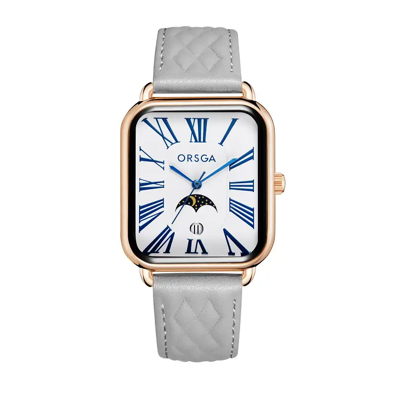 ORSGA Women's Square Roman Numeral Quartz Watch Brown Strap - Image 5