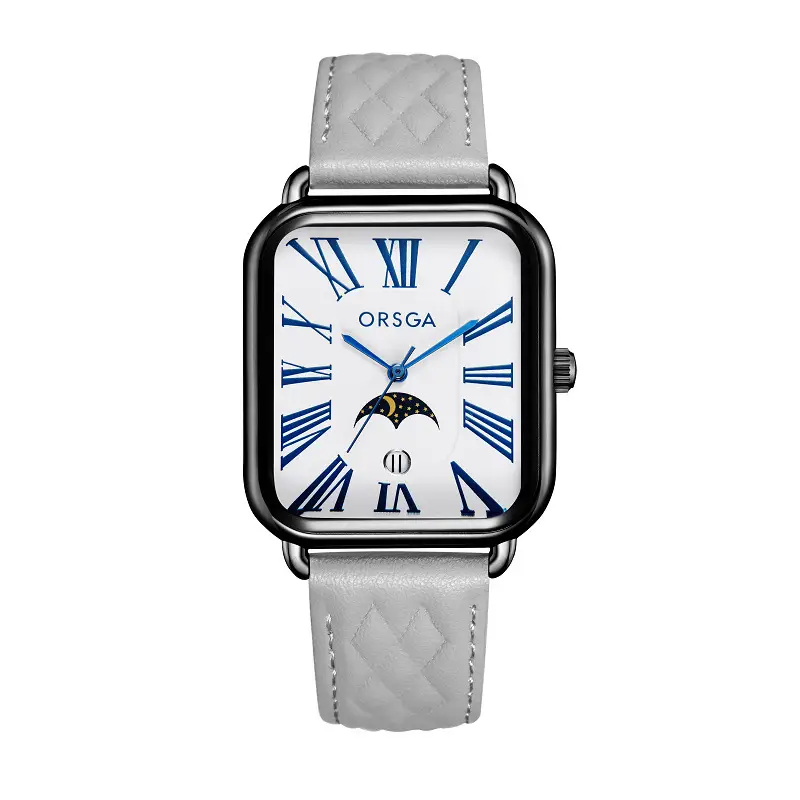 ORSGA Women's Square Roman Numeral Quartz Watch Brown Strap - Image 8
