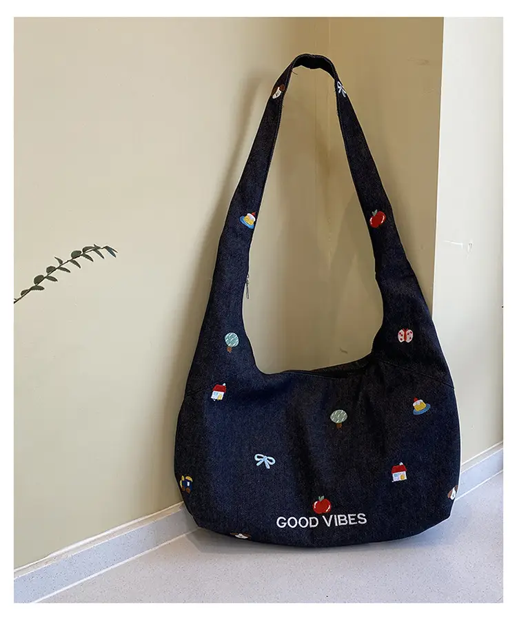 Japanese Embroidered Denim Crossbody Bag for Women — feature 13