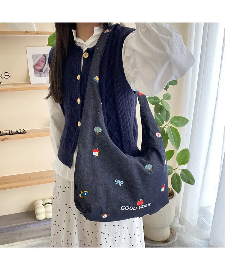 Japanese Embroidered Denim Crossbody Bag for Women — feature 17