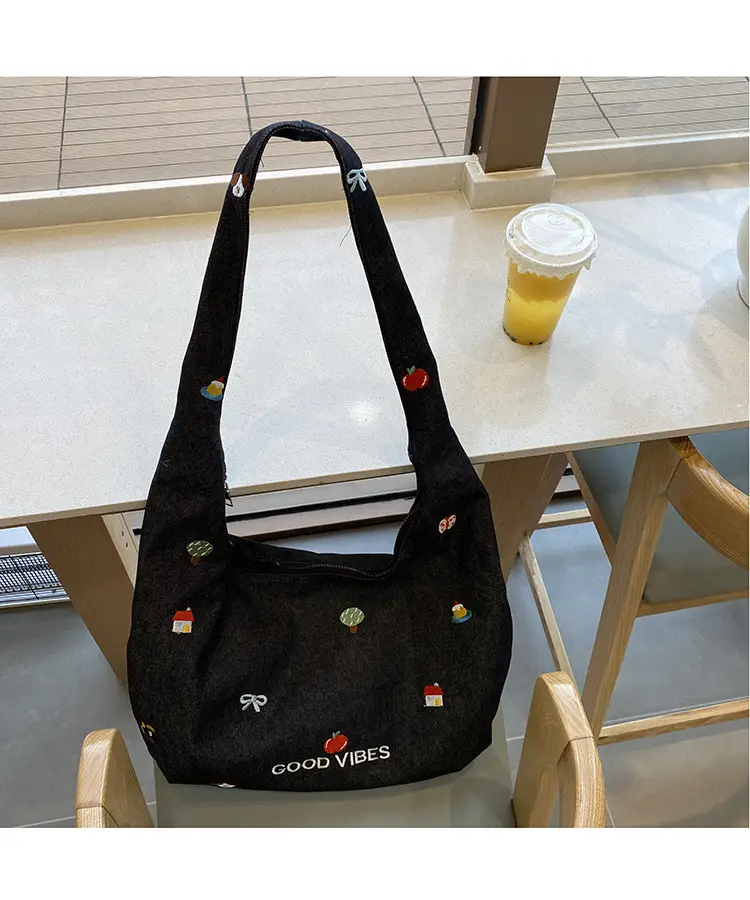 Japanese Embroidered Denim Crossbody Bag for Women — feature 2