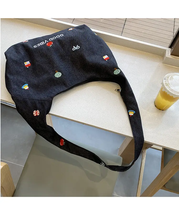 Japanese Embroidered Denim Crossbody Bag for Women — feature 5