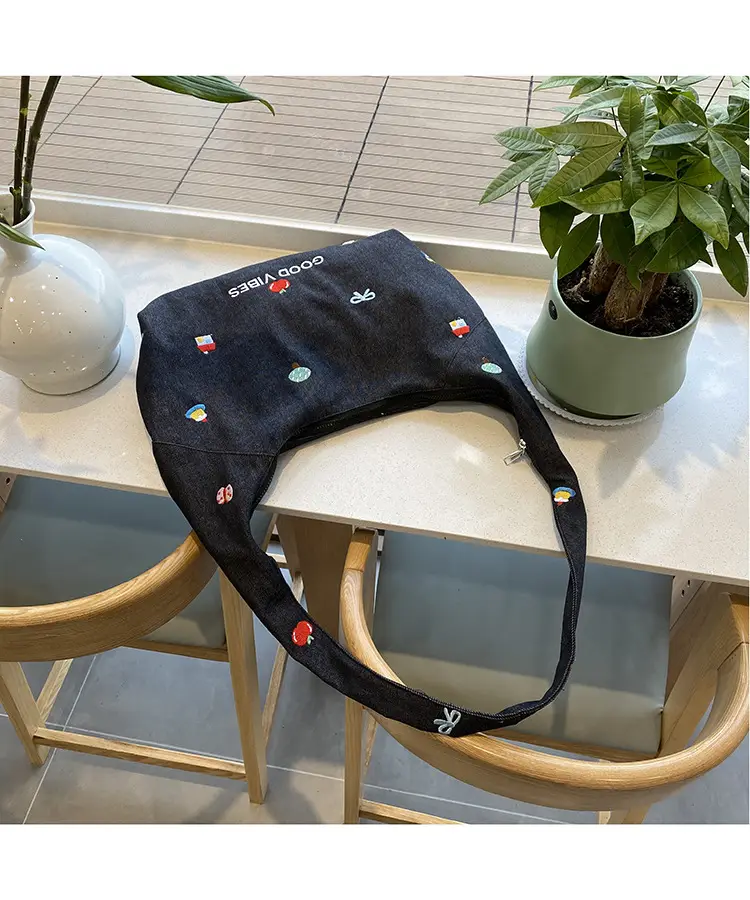 Japanese Embroidered Denim Crossbody Bag for Women — feature 6
