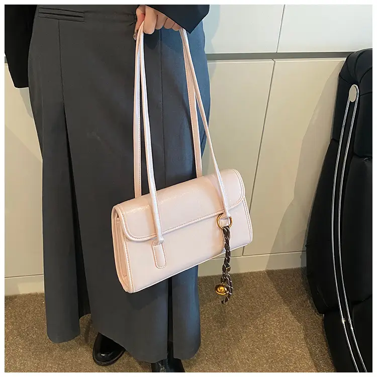 Women's Light Pink Shoulder Crossbody Bag with Gold Chain — feature 29
