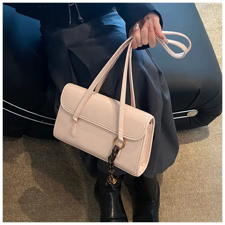 Women's Light Pink Shoulder Crossbody Bag with Gold Chain — feature 35