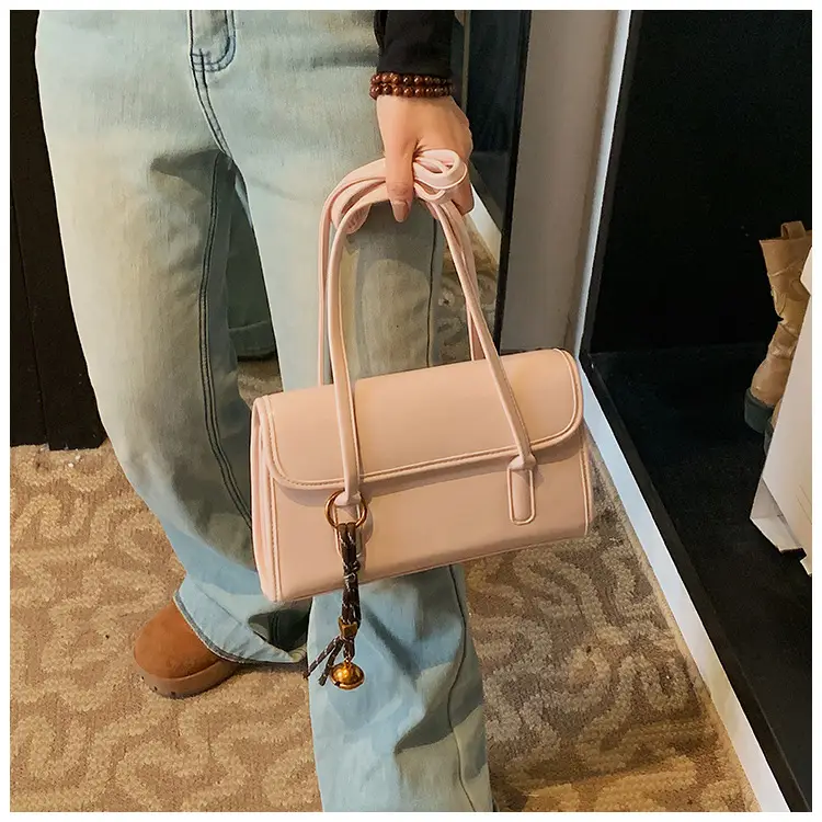 Women's Light Pink Shoulder Crossbody Bag with Gold Chain — feature 45
