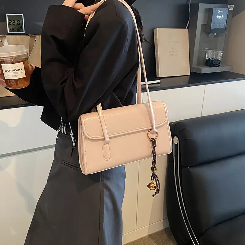 Women's Light Pink Shoulder Crossbody Bag with Gold Chain