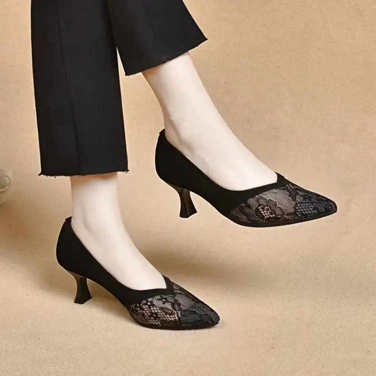 Women Pointed Stiletto Heels Hollow Soft Leather 2025 — feature 10