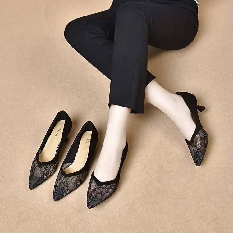 Women Pointed Stiletto Heels Hollow Soft Leather 2025 — feature 11
