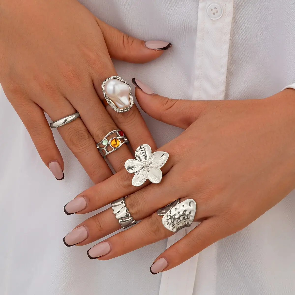 Gold Butterfly Flower Opening Rings Set for Women — feature 12