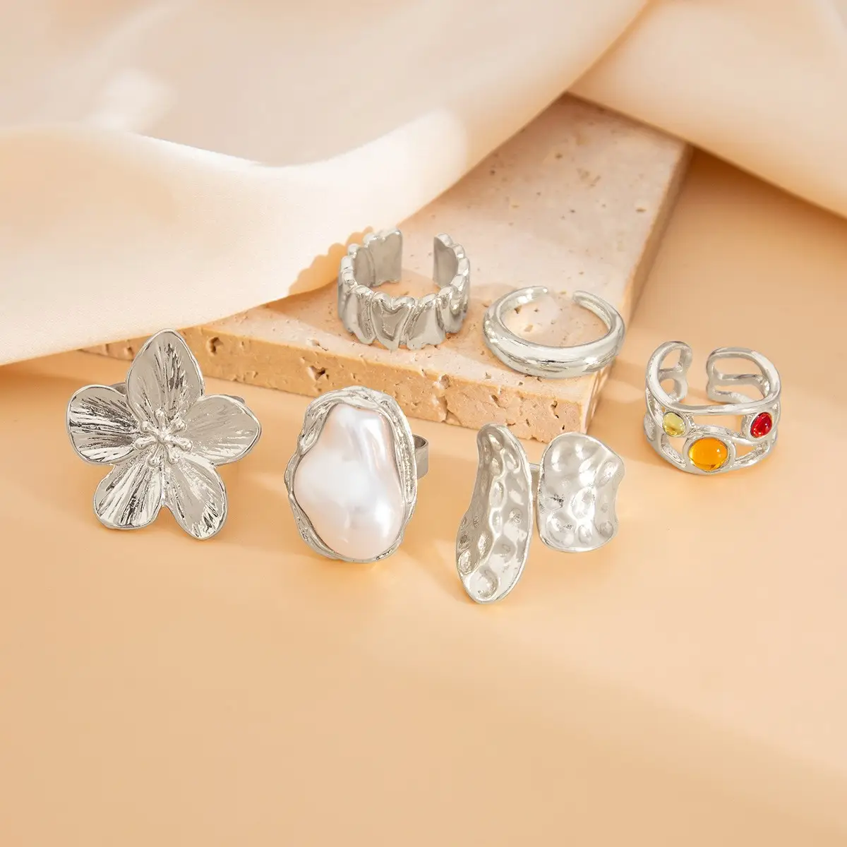 Gold Butterfly Flower Opening Rings Set for Women — feature 15