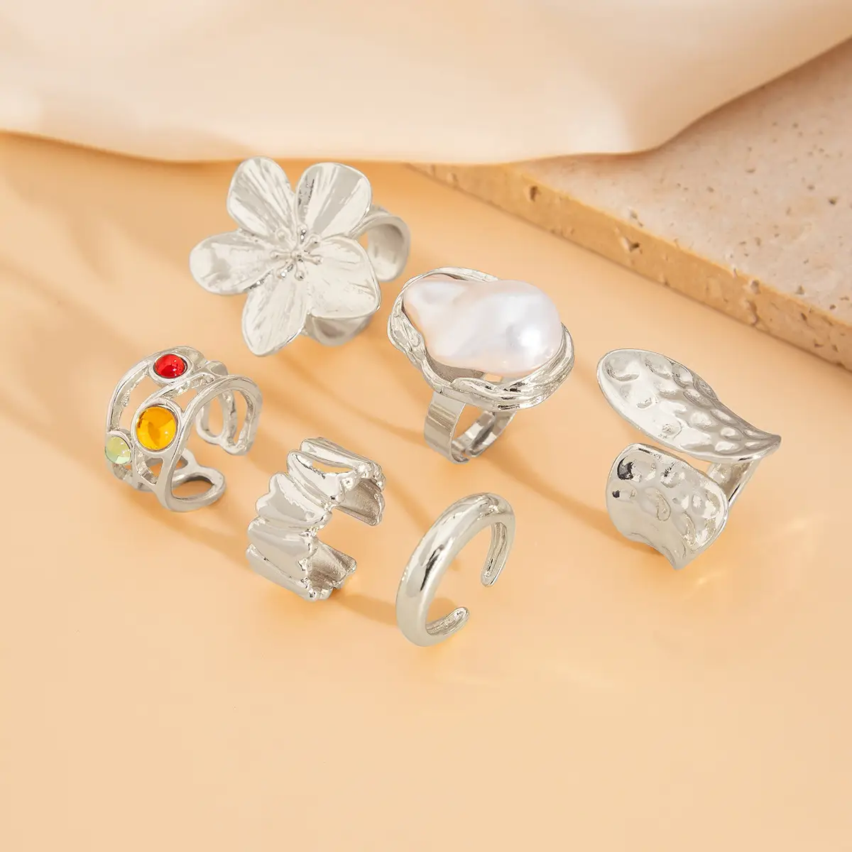 Gold Butterfly Flower Opening Rings Set for Women — feature 16