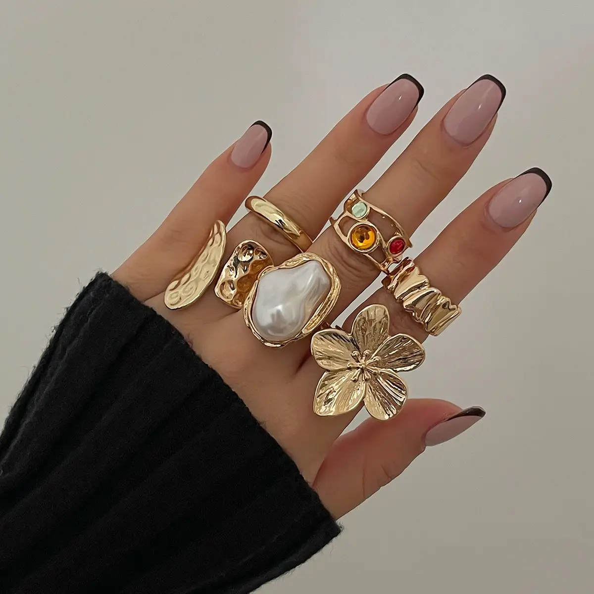 Gold Butterfly Flower Opening Rings Set for Women — feature 8