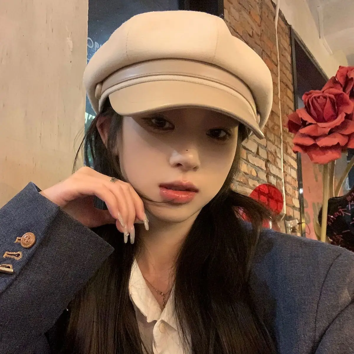 Women Wool Hat Black Octagonal Winter Face Slimming - Image 5