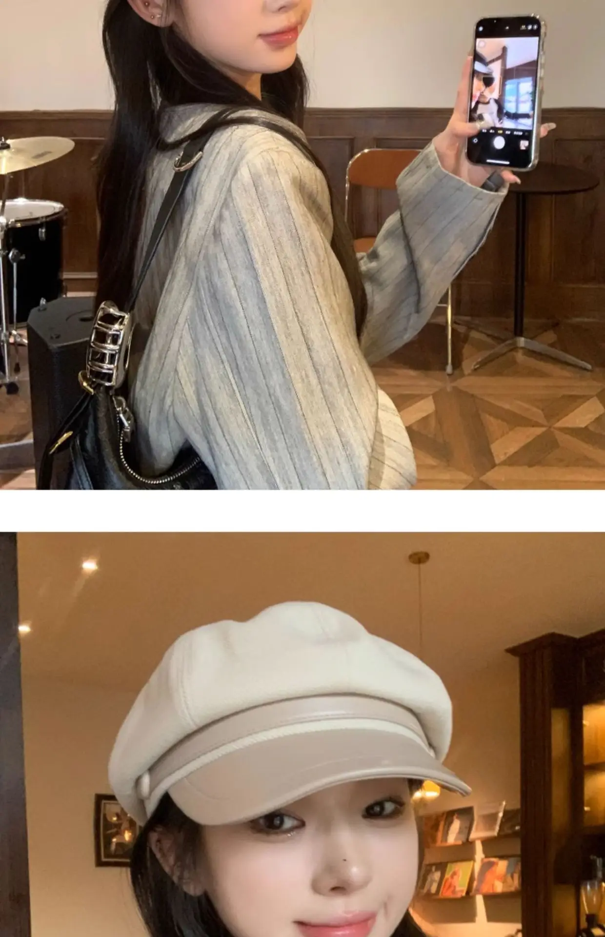 Women Wool Hat Black Octagonal Winter Face Slimming — feature 11