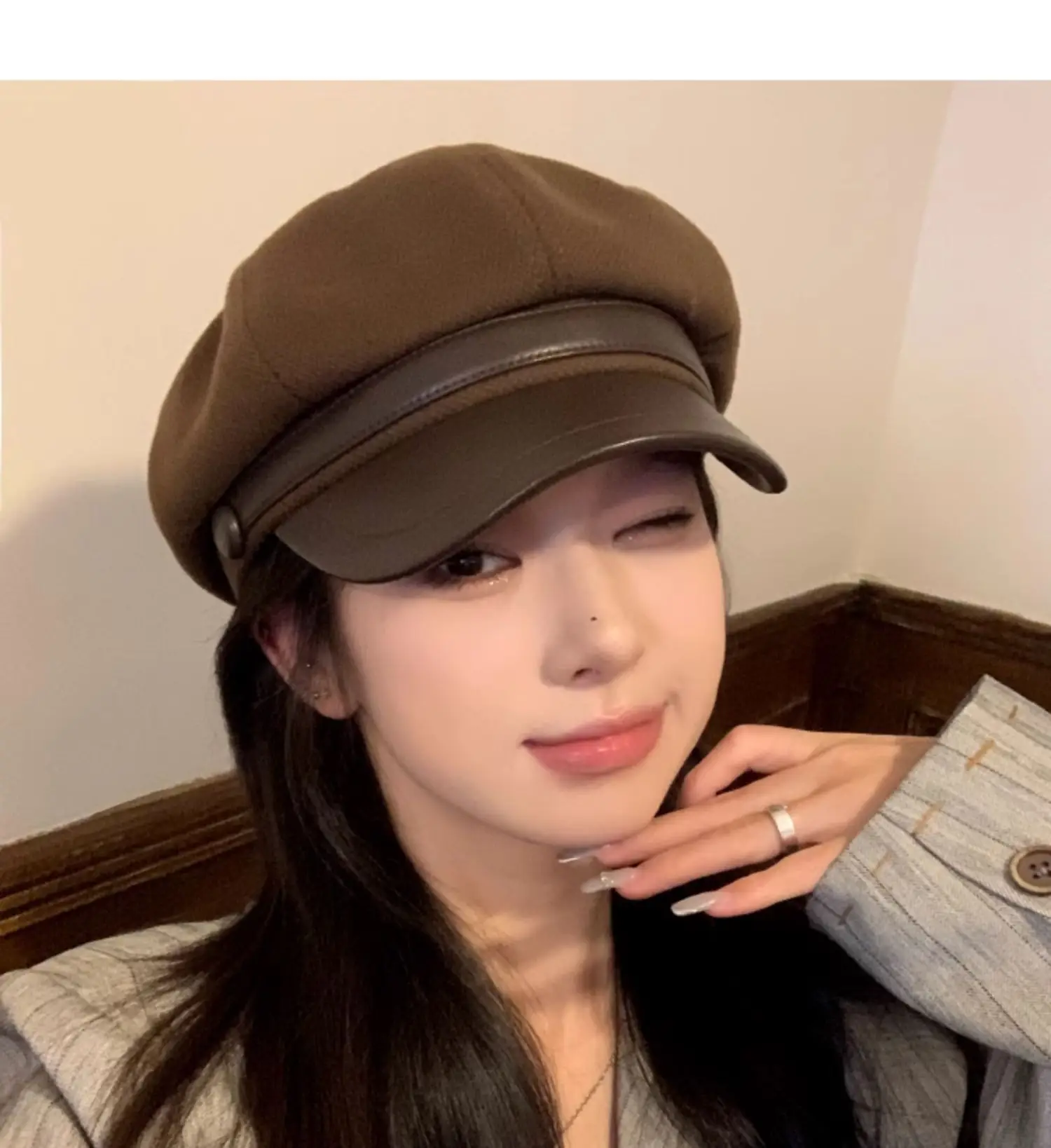 Women Wool Hat Black Octagonal Winter Face Slimming — feature 4
