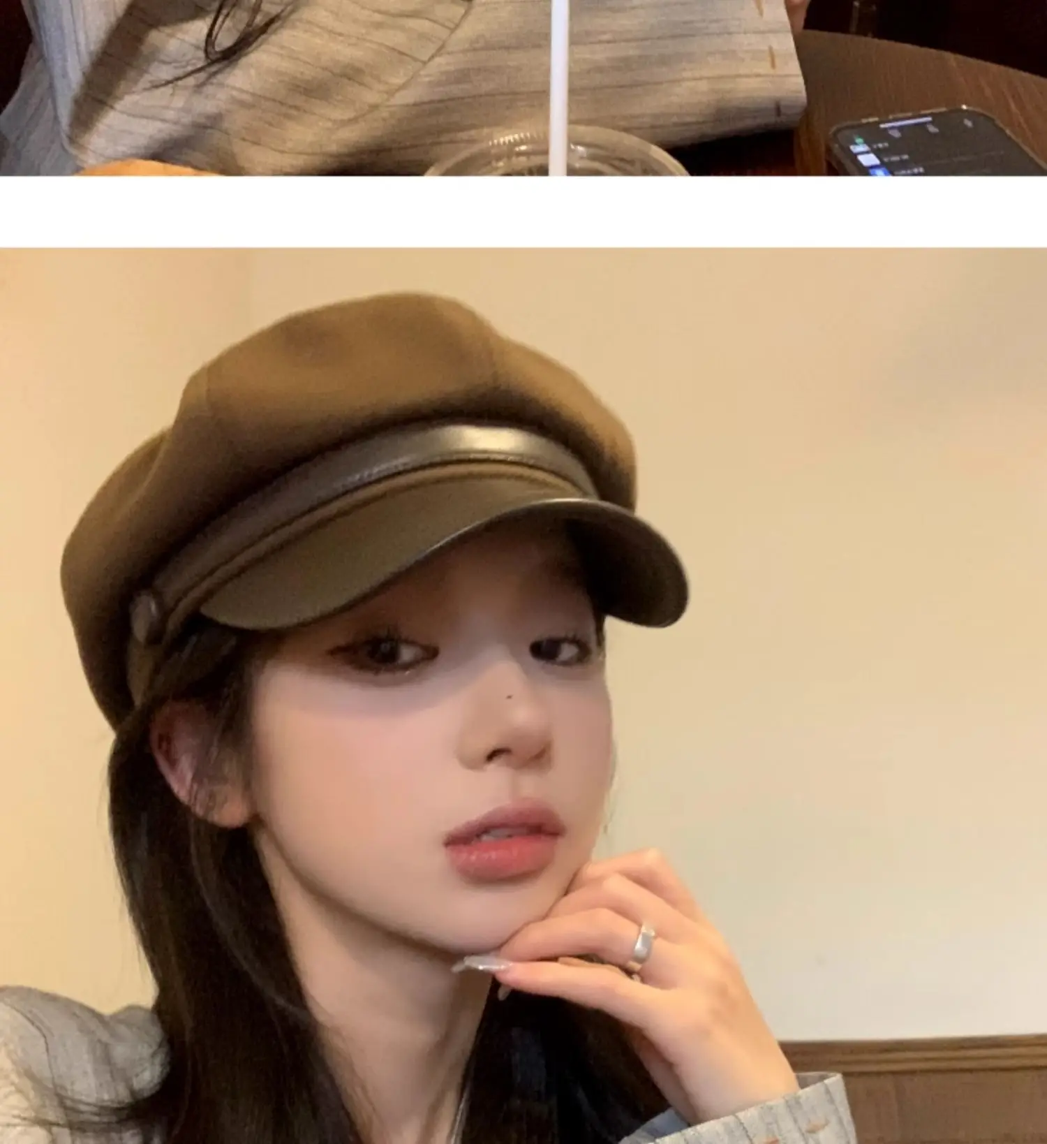 Women Wool Hat Black Octagonal Winter Face Slimming — feature 6