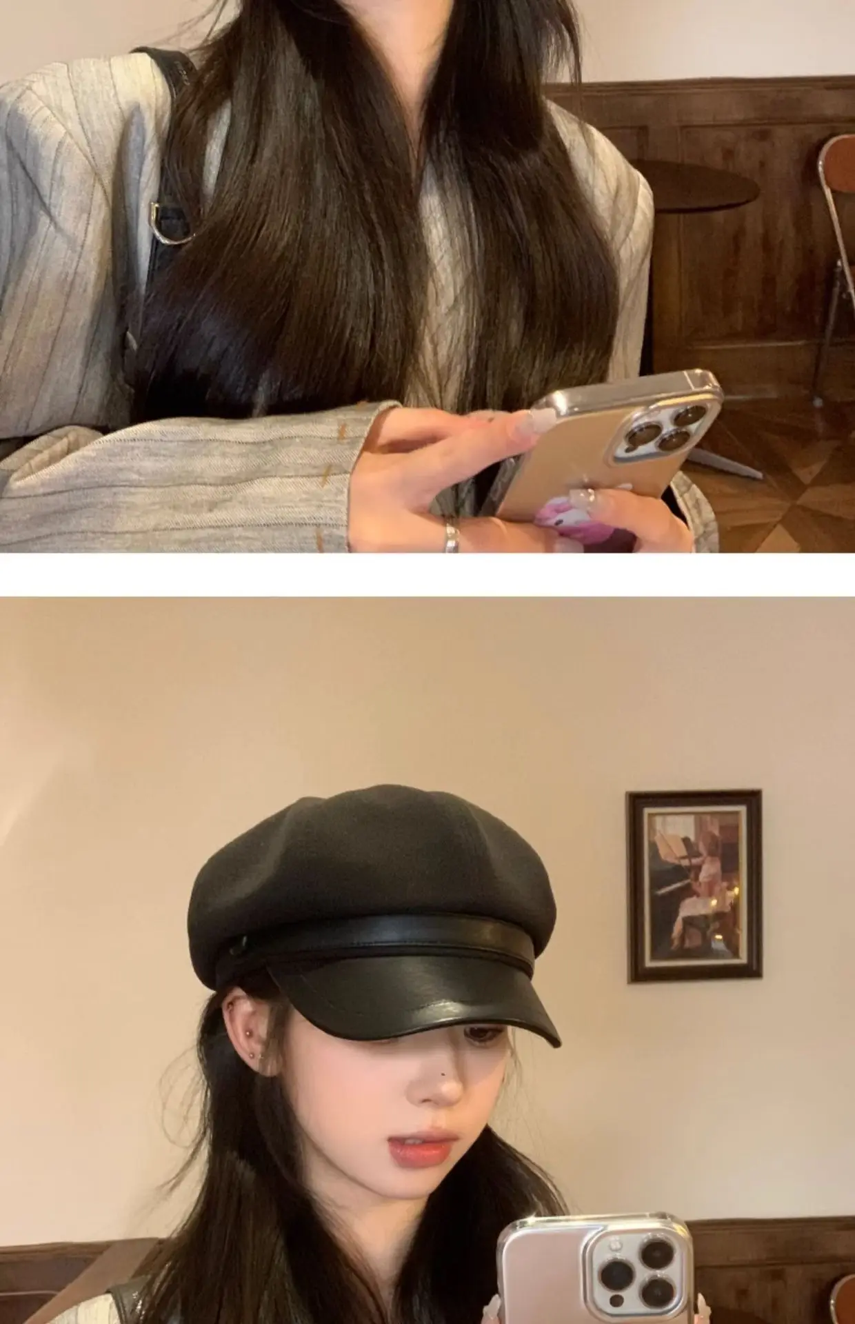Women Wool Hat Black Octagonal Winter Face Slimming — feature 9